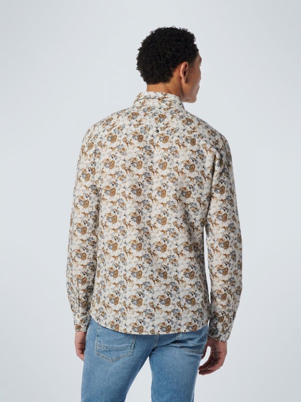 ΜΑΚΡΥΜΑΝΙΚΟ ΠΟΥΚΑΜΙΣΟ ALL OVER PRINTED FLORAL ΑΠΟ ΛΙΝΟ ΚΑΙ ΒΑΜΒΑΚΙ