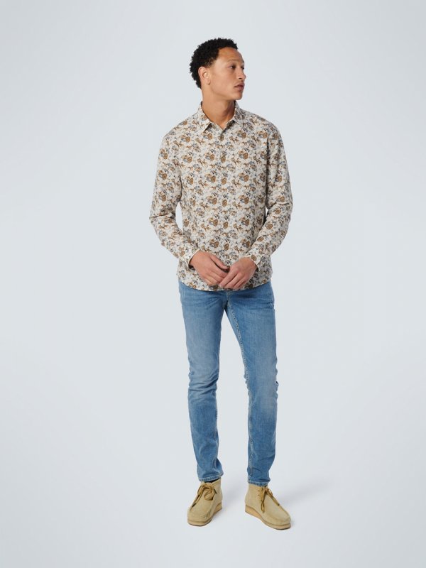 ΜΑΚΡΥΜΑΝΙΚΟ ΠΟΥΚΑΜΙΣΟ ALL OVER PRINTED FLORAL ΑΠΟ ΛΙΝΟ ΚΑΙ ΒΑΜΒΑΚΙ