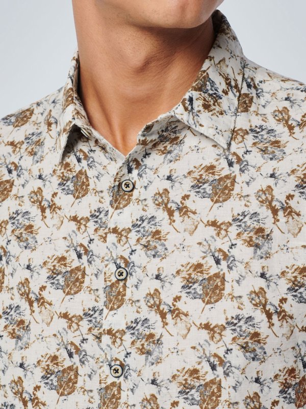 ΜΑΚΡΥΜΑΝΙΚΟ ΠΟΥΚΑΜΙΣΟ ALL OVER PRINTED FLORAL ΑΠΟ ΛΙΝΟ ΚΑΙ ΒΑΜΒΑΚΙ