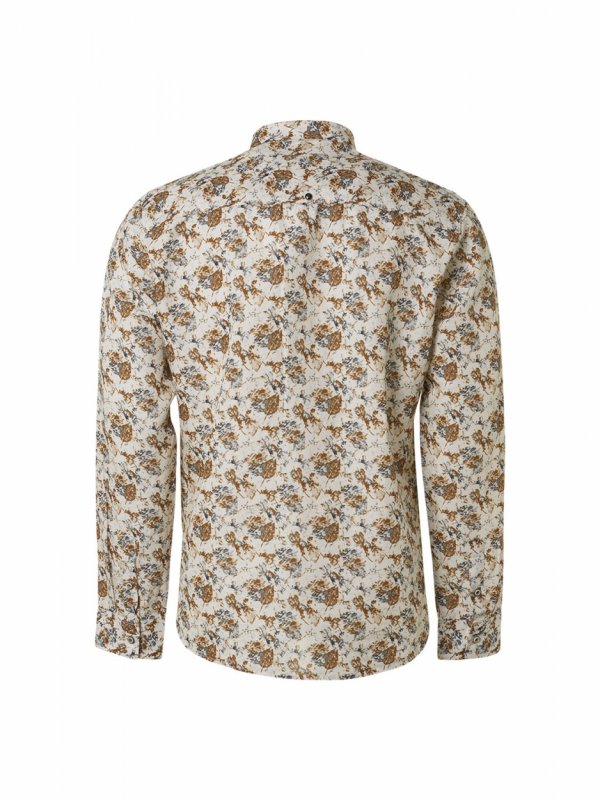 ΜΑΚΡΥΜΑΝΙΚΟ ΠΟΥΚΑΜΙΣΟ ALL OVER PRINTED FLORAL ΑΠΟ ΛΙΝΟ ΚΑΙ ΒΑΜΒΑΚΙ