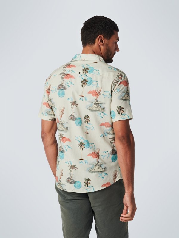 KONTOMANIKO ΠΟΥΚΑΜΙΣΟ ALL OVER PRINTED HAWAII RESORT COLLAR RESPONSIBLE CHOICE COTTON