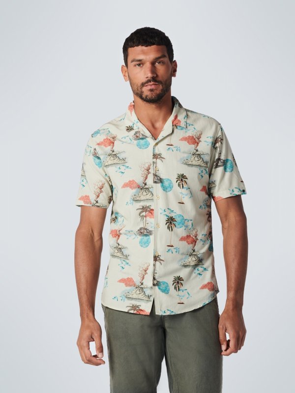 KONTOMANIKO ΠΟΥΚΑΜΙΣΟ ALL OVER PRINTED HAWAII RESORT COLLAR RESPONSIBLE CHOICE COTTON