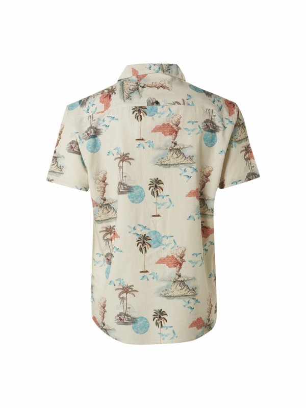 KONTOMANIKO ΠΟΥΚΑΜΙΣΟ ALL OVER PRINTED HAWAII RESORT COLLAR RESPONSIBLE CHOICE COTTON