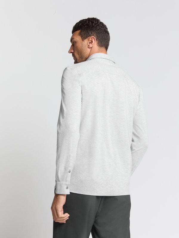 ΜΑΚΡΥΜΑΝΙΚΟ JERSEY MELANGE STRETCH ΠΟΥΚΑΜΙΣΟ