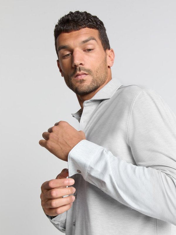ΜΑΚΡΥΜΑΝΙΚΟ JERSEY MELANGE STRETCH ΠΟΥΚΑΜΙΣΟ