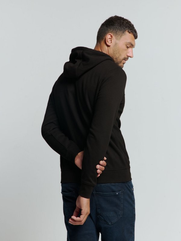 ΦΟΥΤΕΡ ΖΑΚΕΤΑ HOODED DOUBLE LAYER JACQUARD STRETCH BLACK