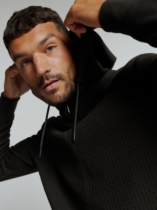 ΦΟΥΤΕΡ ΖΑΚΕΤΑ HOODED DOUBLE LAYER JACQUARD STRETCH BLACK