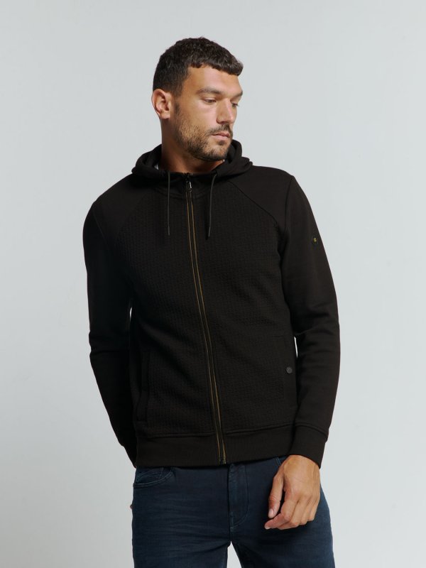 ΦΟΥΤΕΡ ΖΑΚΕΤΑ HOODED DOUBLE LAYER JACQUARD STRETCH BLACK