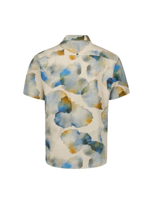 ΚΟΝΤΟΜΑΝΙΚΟ ΠΟΥΚΑΜΙΣΟ REVERS COLLAR ALL OVER PRINTED ΑΠΟ ΛΙΝΟ ΚΑΙ ΒΑΜΒΑΚΙ