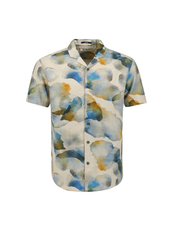 ΚΟΝΤΟΜΑΝΙΚΟ ΠΟΥΚΑΜΙΣΟ REVERS COLLAR ALL OVER PRINTED ΑΠΟ ΛΙΝΟ ΚΑΙ ΒΑΜΒΑΚΙ