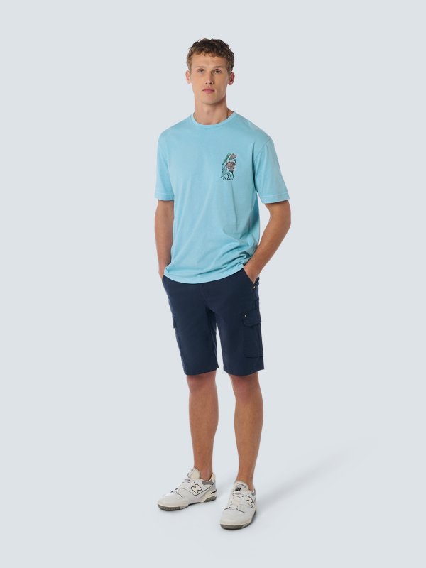 T-SHIRT CREWNECK PLACED PRINTS GARMENT DYED SLUB