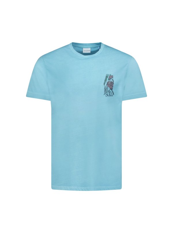T-SHIRT CREWNECK PLACED PRINTS GARMENT DYED SLUB