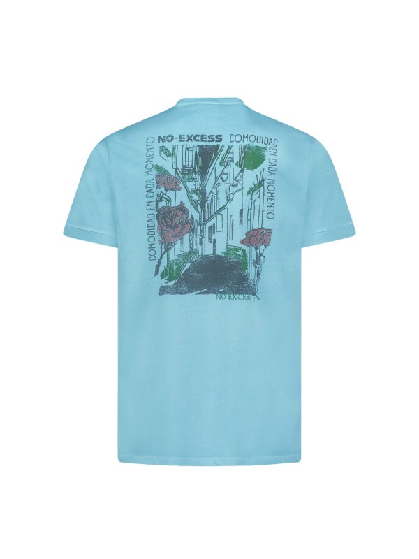 T-SHIRT CREWNECK PLACED PRINTS GARMENT DYED SLUB