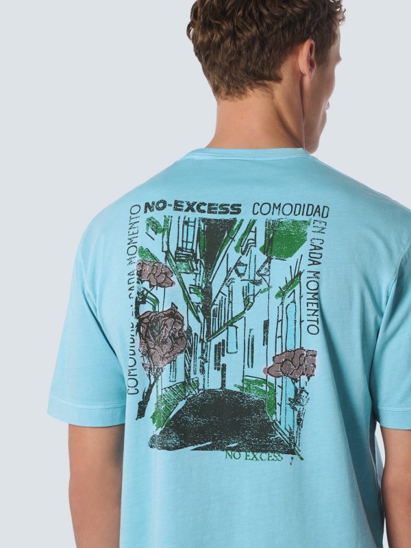 T-SHIRT CREWNECK PLACED PRINTS GARMENT DYED SLUB