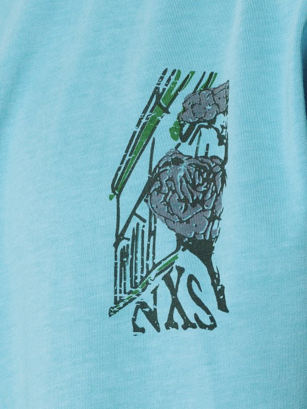 T-SHIRT CREWNECK PLACED PRINTS GARMENT DYED SLUB