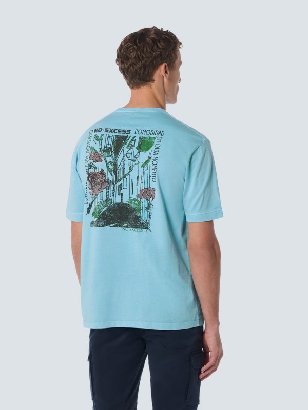 T-SHIRT CREWNECK PLACED PRINTS GARMENT DYED SLUB