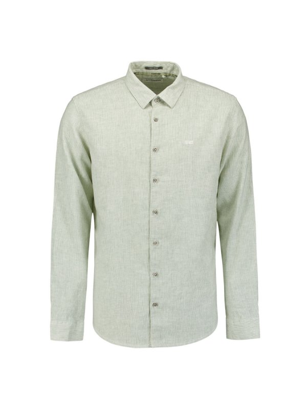 ΜΑΚΡΥΜΑΝΙΚΟ ΠΟΥΚΑΜΙΣΟ VERTICAL SMALL STRIPES LINEN BLEND