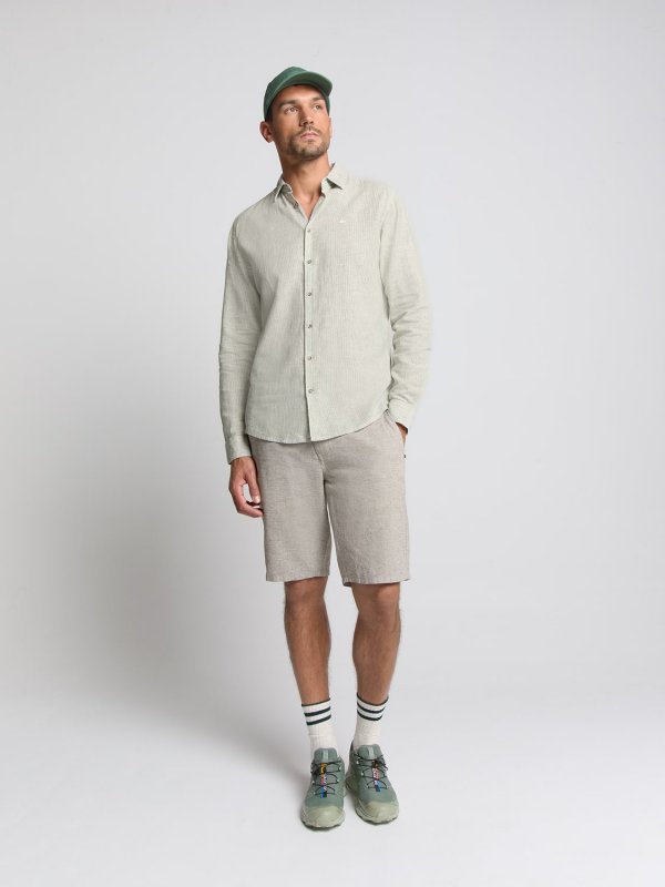 ΜΑΚΡΥΜΑΝΙΚΟ ΠΟΥΚΑΜΙΣΟ VERTICAL SMALL STRIPES LINEN BLEND