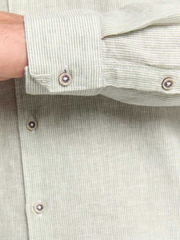 ΜΑΚΡΥΜΑΝΙΚΟ ΠΟΥΚΑΜΙΣΟ VERTICAL SMALL STRIPES LINEN BLEND