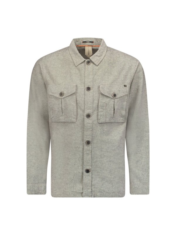 OVERSHIRT BUTTON MELANGE AΠΟ ΛΙΝΟ ΚΑΙ ΒΑΜΒΑΚΙ