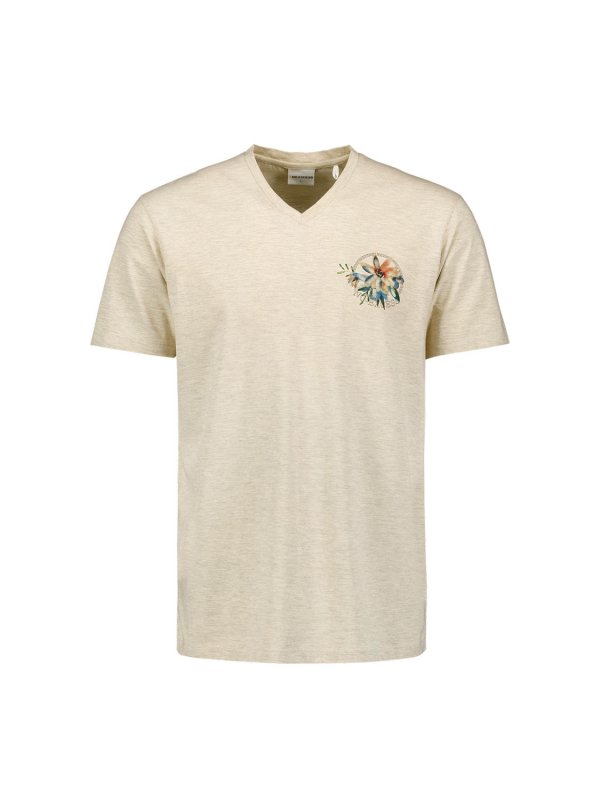 T-SHIRT V-NECK MELANGE GARMENT DYED BEACH TARIFA