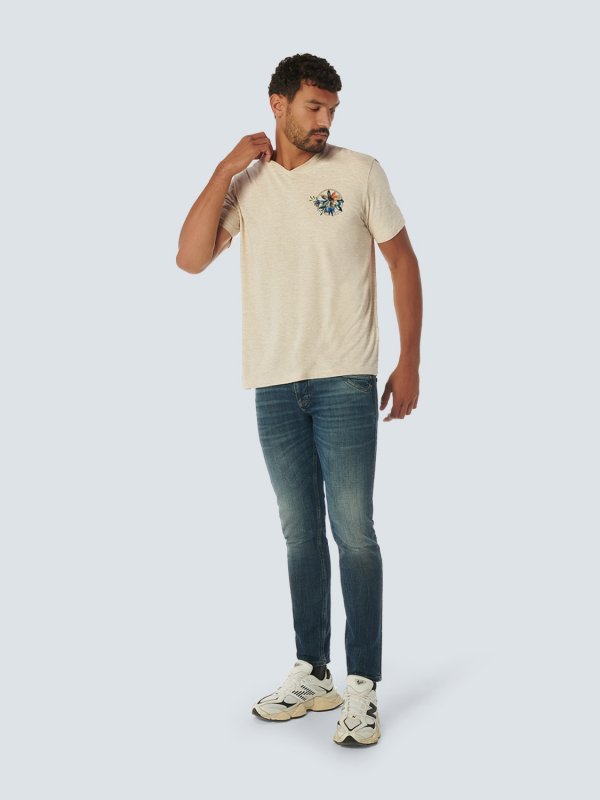 T-SHIRT V-NECK MELANGE GARMENT DYED BEACH TARIFA