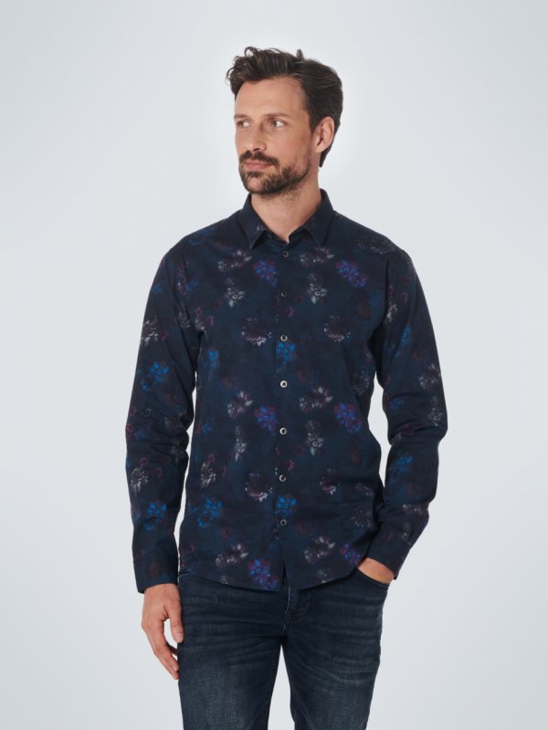 ΜΑΚΡΥΜΑΝΙΚΟ ΠΟΥΚΑΜΙΣΟ STRETCH ALL OVER PRINTED FLORAL RESPONSIBLE CHOICE