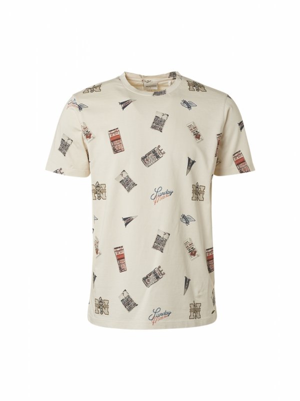 T-SHIRT ALL OVER PRINTED RETRO BASEBALL GARMENT DYED