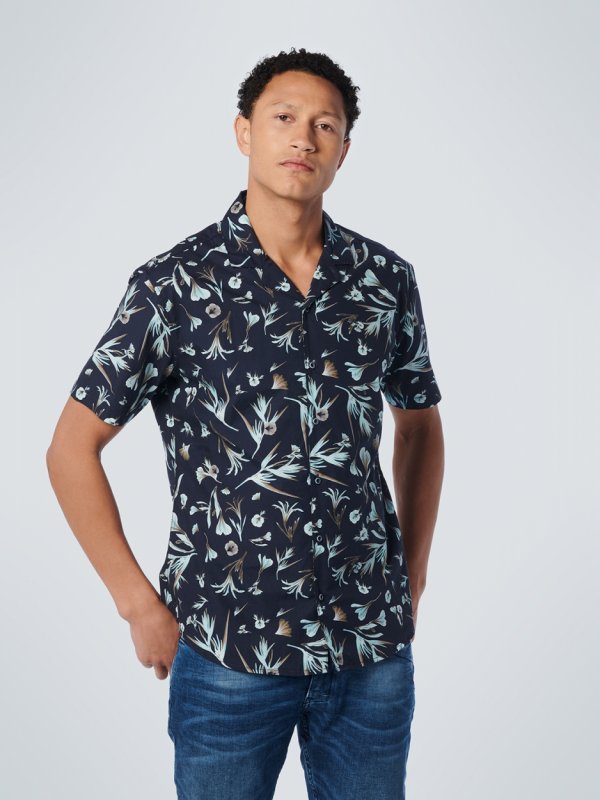 KONTOMANIKO ΠΟΥΚΑΜΙΣΟ ALL OVER PRINTED FLORAL RESORT COLLAR RESPONSIBLE CHOICE COTTON