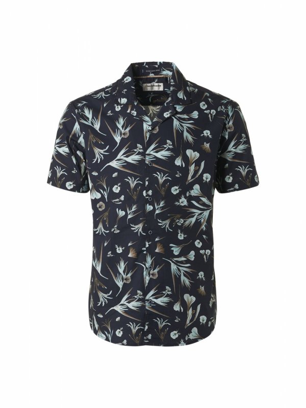 KONTOMANIKO ΠΟΥΚΑΜΙΣΟ ALL OVER PRINTED FLORAL RESORT COLLAR RESPONSIBLE CHOICE COTTON