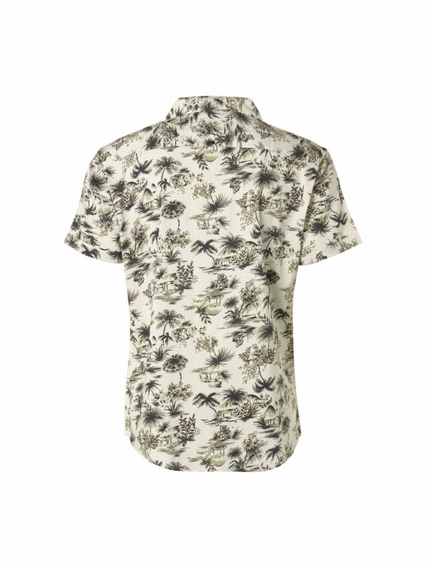 KONTOMANIKO ΠΟΥΚΑΜΙΣΟ ALL OVER PRINTED PALMS RESORT COLLAR RESPONSIBLE CHOICE