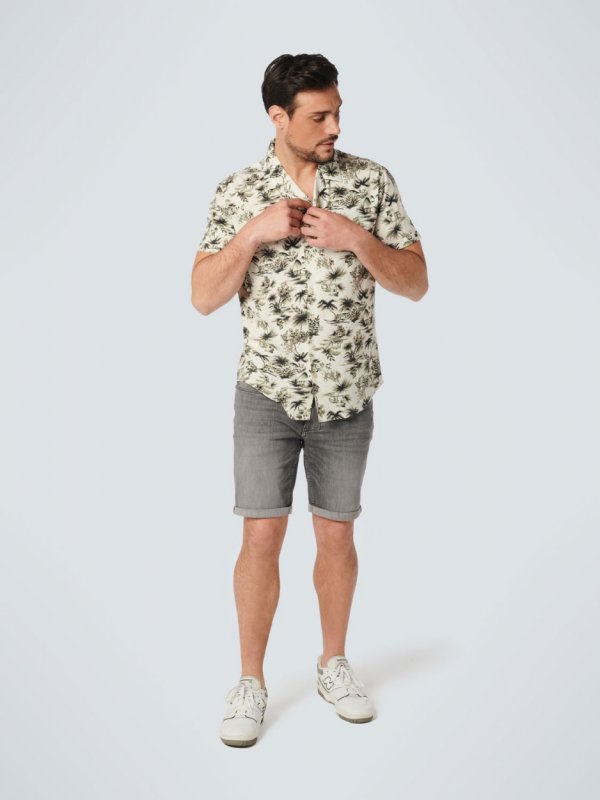 KONTOMANIKO ΠΟΥΚΑΜΙΣΟ ALL OVER PRINTED PALMS RESORT COLLAR RESPONSIBLE CHOICE