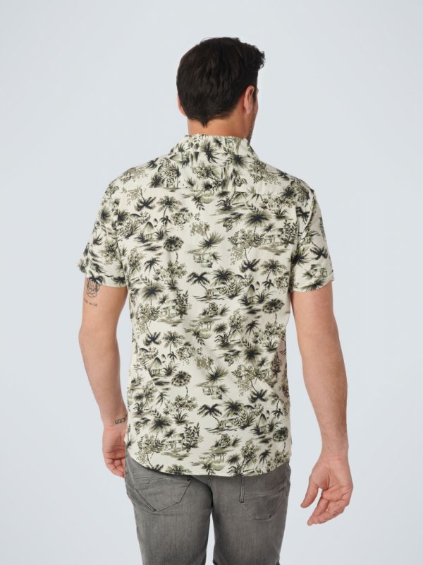 KONTOMANIKO ΠΟΥΚΑΜΙΣΟ ALL OVER PRINTED PALMS RESORT COLLAR RESPONSIBLE CHOICE
