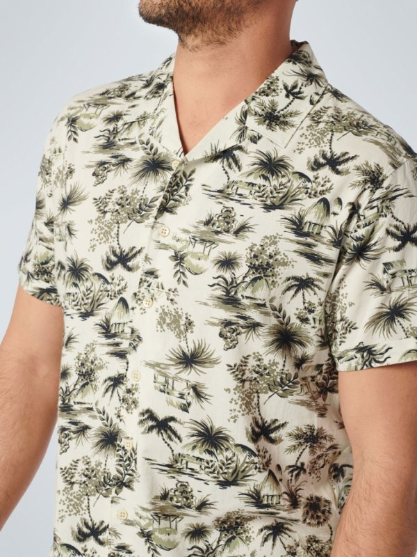 KONTOMANIKO ΠΟΥΚΑΜΙΣΟ ALL OVER PRINTED PALMS RESORT COLLAR RESPONSIBLE CHOICE
