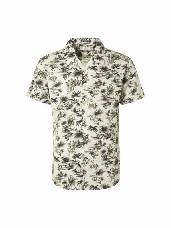 KONTOMANIKO ΠΟΥΚΑΜΙΣΟ ALL OVER PRINTED PALMS RESORT COLLAR RESPONSIBLE CHOICE