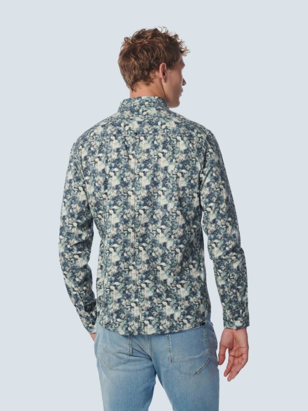 ΜΑΚΡΥΜΑΝΙΚΟ ΠΟΥΚΑΜΙΣΟ STRETCH ALL OVER PRINTED BLUE FLORAL
