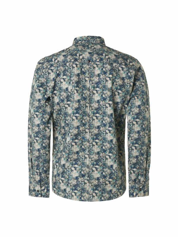 ΜΑΚΡΥΜΑΝΙΚΟ ΠΟΥΚΑΜΙΣΟ STRETCH ALL OVER PRINTED BLUE FLORAL
