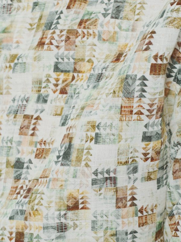 ΚΟΝΤΟΜΑΝΙΚΟ ΠΟΥΚΑΜΙΣΟ ALL OVER PRINTED NOMAD QUILT PATTERN ΑΠΟ ΛΙΝΟ ΚΑΙ ΒΑΜΒΑΚΙ
