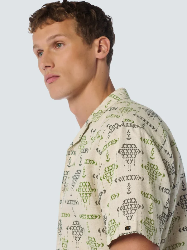 ΚΟΝΤΟΜΑΝΙΚΟ ΠΟΥΚΑΜΙΣΟ NOMAD QUILT PATTERN ΑΠΟ ΛΙΝΟ ΚΑΙ ΒΑΜΒΑΚΙ RESORT COLLAR