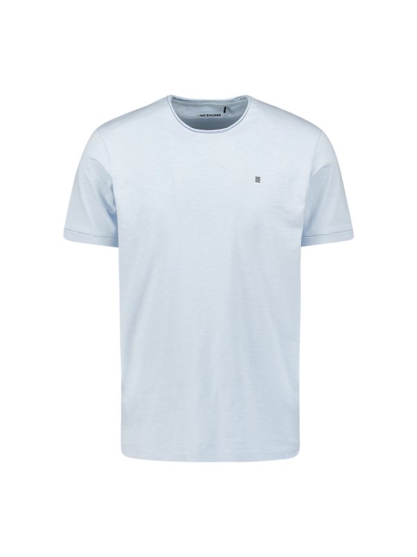 ROUND NECK SLUB T-SHIRT WITH ROLLED SLEEVE CUFFS AND SUBTLE LOGO PRINT