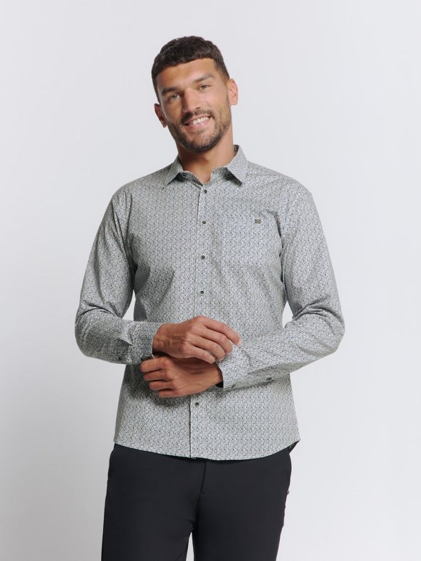 ΜΑΚΡΥΜΑΝΙΚΟ ΠΟΥΚΑΜΙΣΟ STRETCH ALLOVER PRINTED