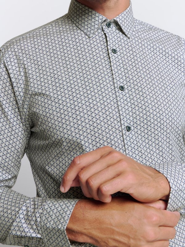 ΜΑΚΡΥΜΑΝΙΚΟ ΠΟΥΚΑΜΙΣΟ STRETCH ALLOVER PRINTED