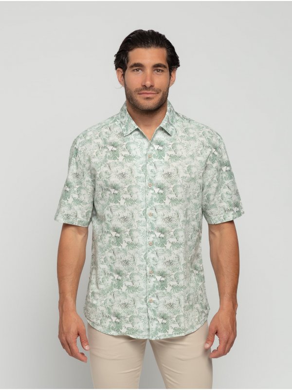 ΚΟΝΤΟΜΑΝΙΚΟ ΠΟΥΚΑΜΙΣΟ ALLOVER PRINTED FLORAL LINEN BLEND