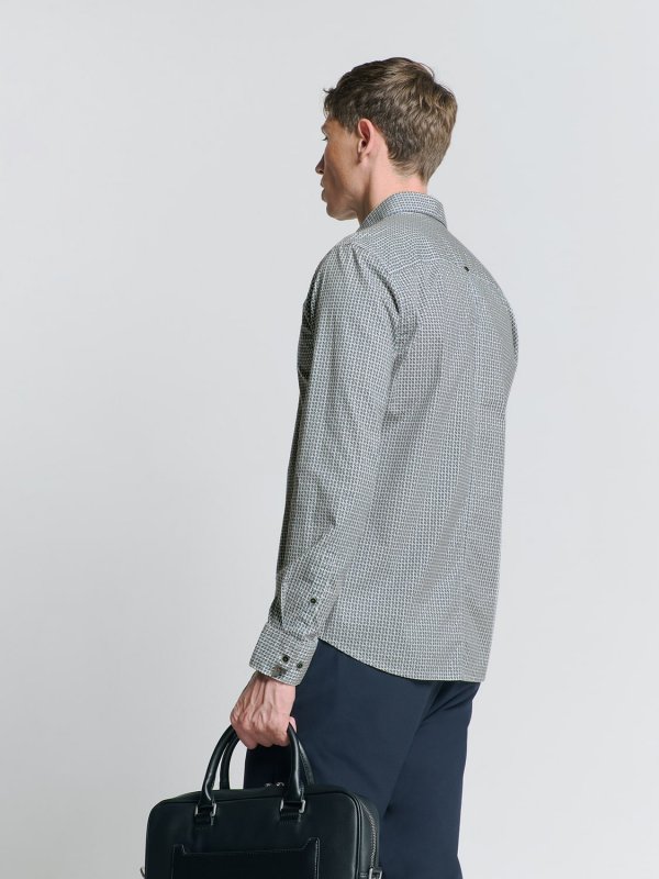 ΜΑΚΡΥΜΑΝΙΚΟ ΠΟΥΚΑΜΙΣΟ STRETCH ALLOVER PRINTED