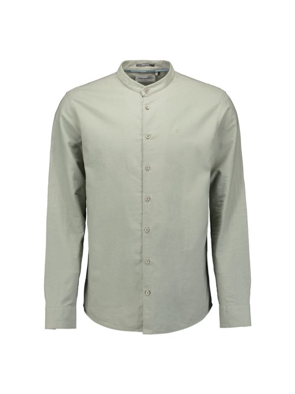 ΜΟΝΟΧΡΩΜΟ MAKPYMANIKO ΠΟΥΚΑΜΙΣΟ GRANDDAD COLLAR LINEN BLEND