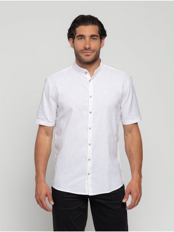 ΜΟΝΟΧΡΩΜΟ ΚΟΝΤΟΜΑΝΙΚΟ ΠΟΥΚΑΜΙΣΟ GRANDDAD COLLAR LINEN BLEND