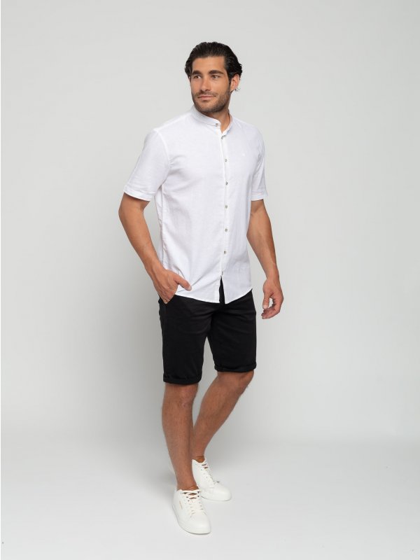 ΜΟΝΟΧΡΩΜΟ ΚΟΝΤΟΜΑΝΙΚΟ ΠΟΥΚΑΜΙΣΟ GRANDDAD COLLAR LINEN BLEND
