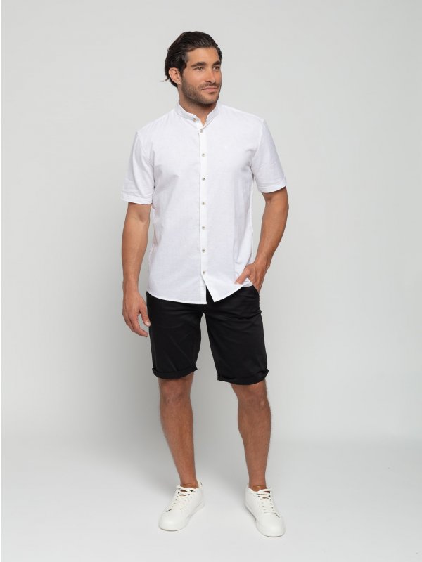 ΜΟΝΟΧΡΩΜΟ ΚΟΝΤΟΜΑΝΙΚΟ ΠΟΥΚΑΜΙΣΟ GRANDDAD COLLAR LINEN BLEND