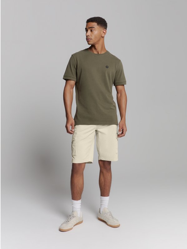 ΒΕΡΜΟΥΔΑ CARGO GARMENT DYED STRETCH STONE WASHED ΕLASTIC WAISTBAND