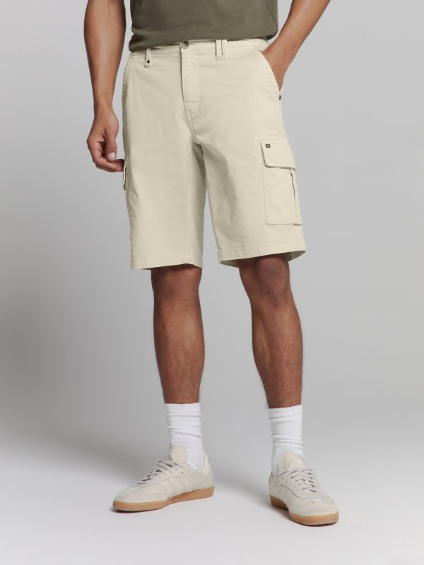ΒΕΡΜΟΥΔΑ CARGO GARMENT DYED STRETCH STONE WASHED ΕLASTIC WAISTBAND